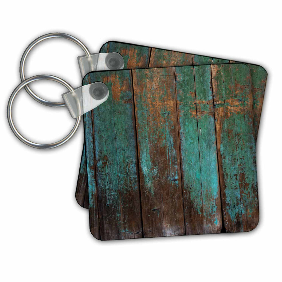 3dRose Key Chains Teal Distressed Country Wood Effect (kc-239940-1)