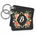 Key Chain - Chic Monogram Letter B In A Gold Floral Frame Monogram
