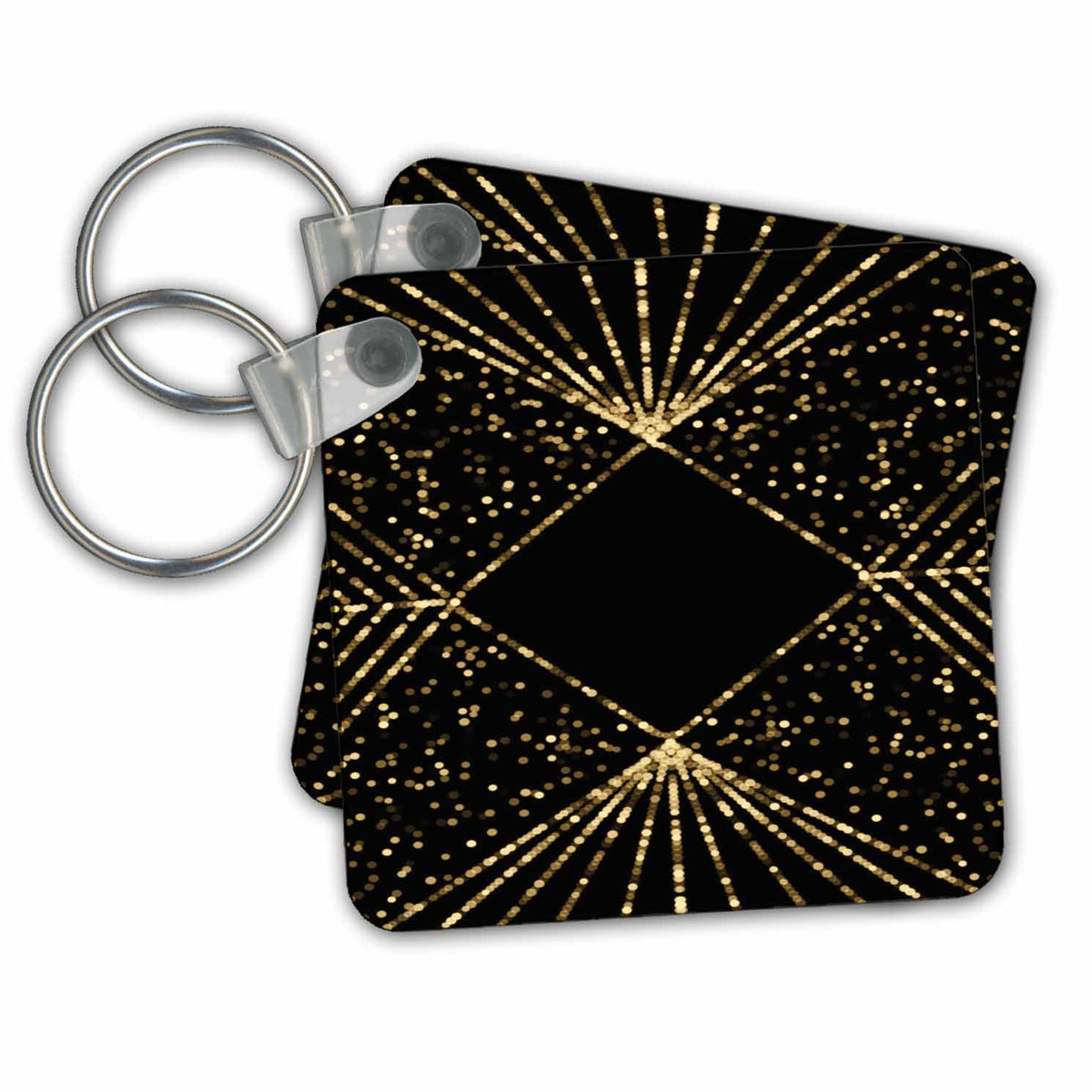 Key Chain - Glam Gold Bokeh String Lights In A Triangle Design Sparkle