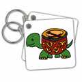 Key Chain - Funny Funky Turtle with Drum Shell Musical Art Music