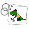 Key Chain - Funny Alligator Playing Golf Sports and Hobbies