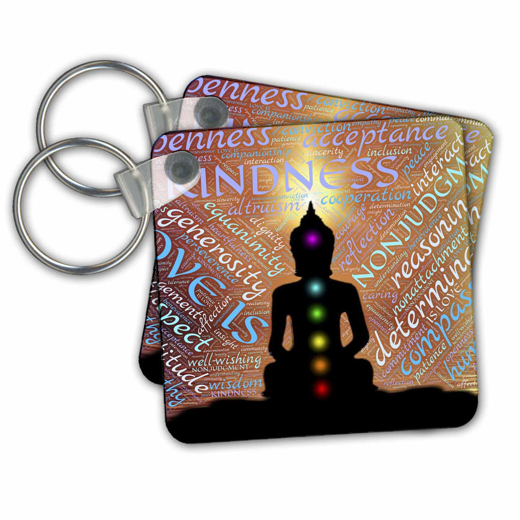 3dRose Key Chains Modern Buddha Symbol with Text Design (kc-240203-1)