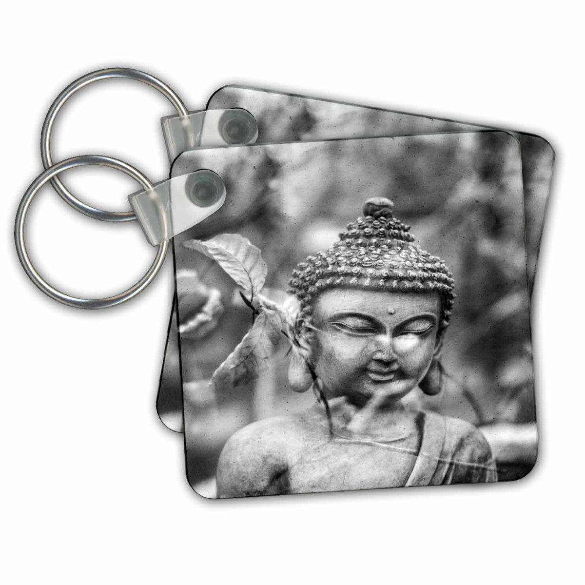 Key Chain - Grey and Vintage Buddha Asia Symbol Buddha