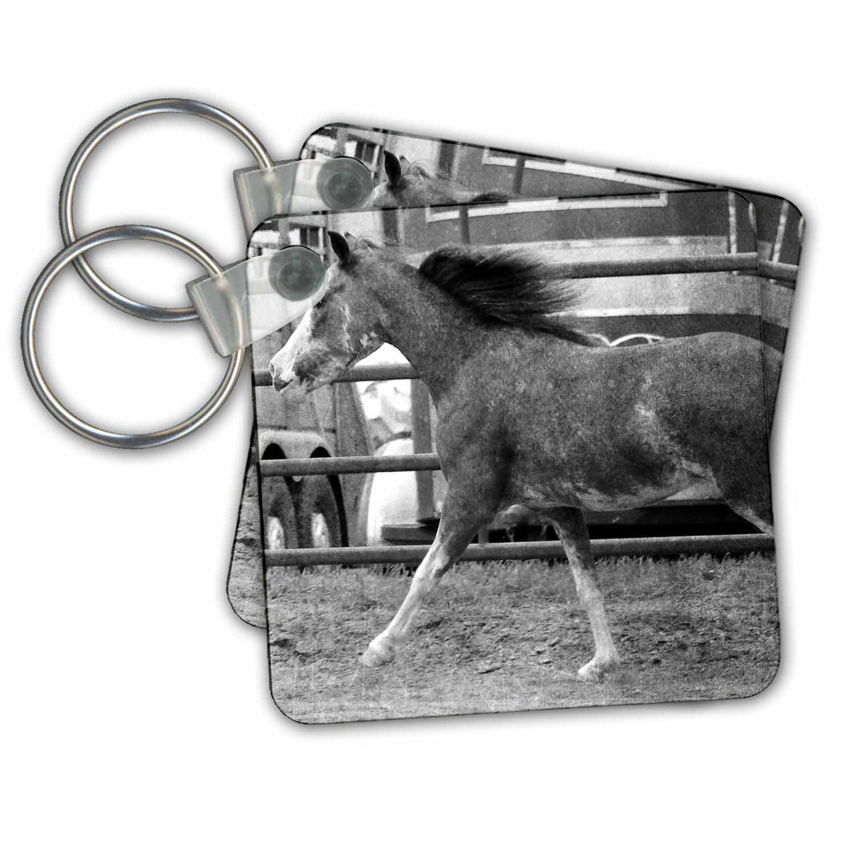 Key Chain - Black and White Pinto Mini Horse Mini Horses