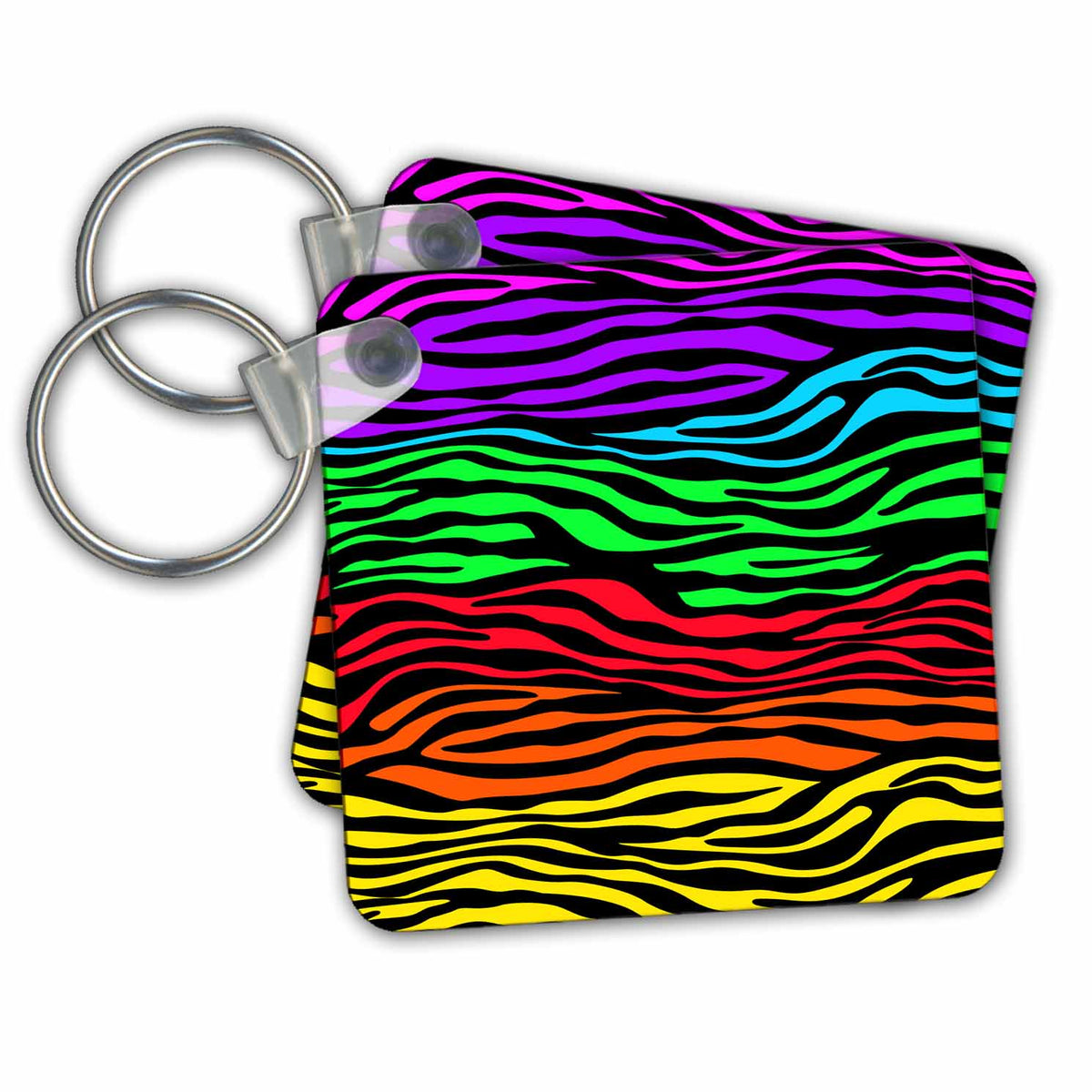 Key Chain - Multi-Colored Zebra Stripe Abstract Animal Print Abstract