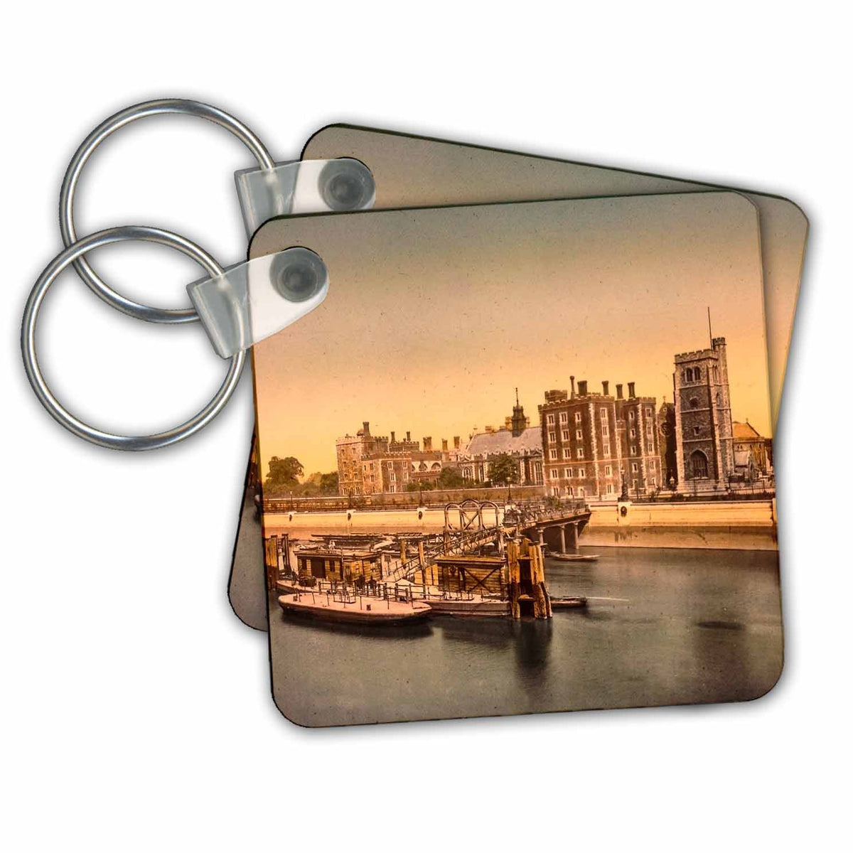 Key Chain - Magic Lantern Slide Victorian London Lambeth Palace Thames Vintage Magic Lantern Slide