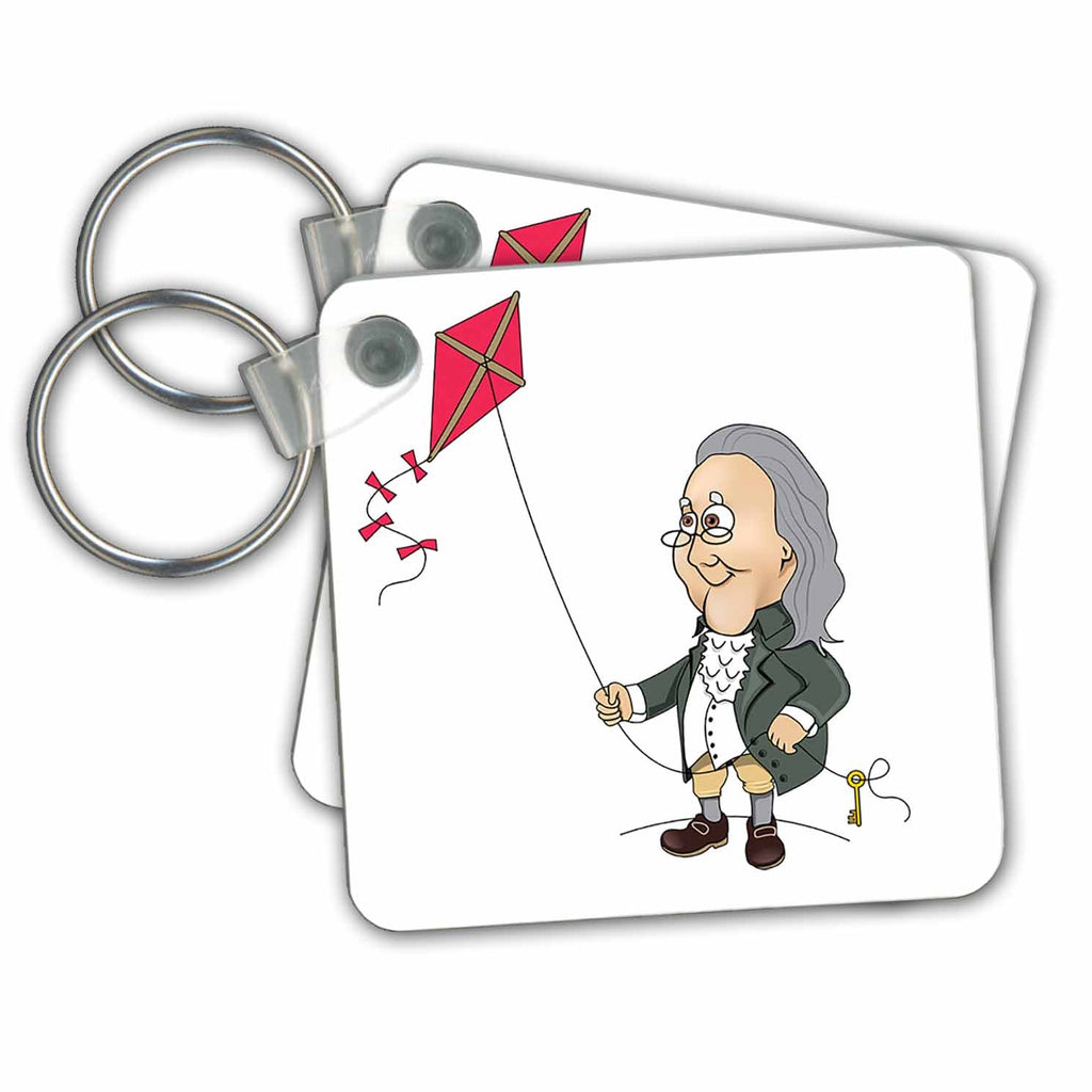 3dRose Key Chains Benjamin Franklin and his Famous Kite Experiment (kc-240586-1)