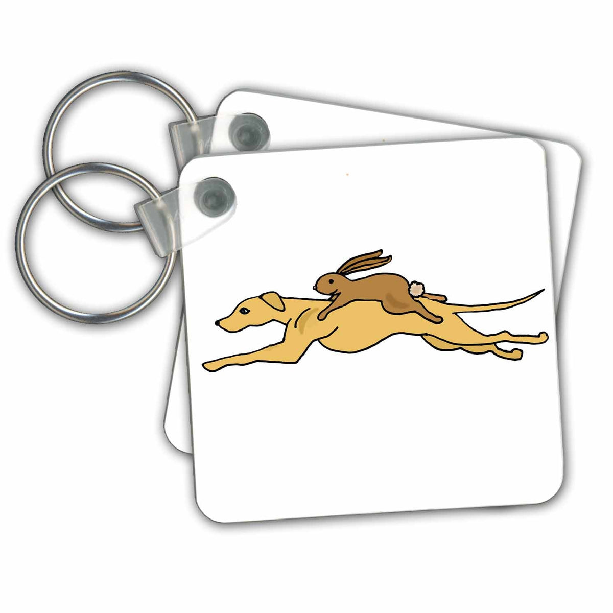 Key Chain - Funny Cool Racing Greyhound Dog with Rabbit on top Pets
