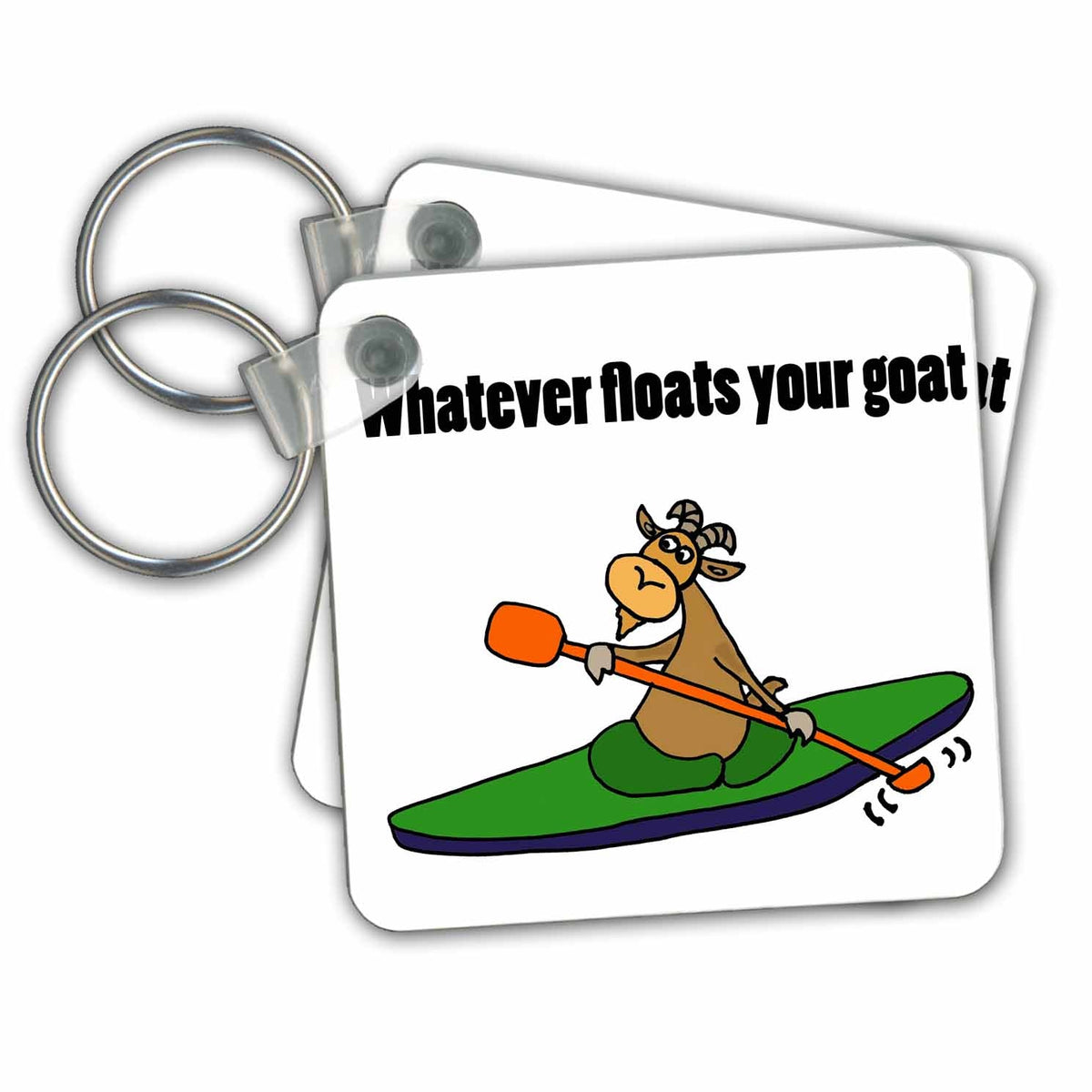 Key Chain - Funny Goat kayaking says Whatever Floats your Goat Funny