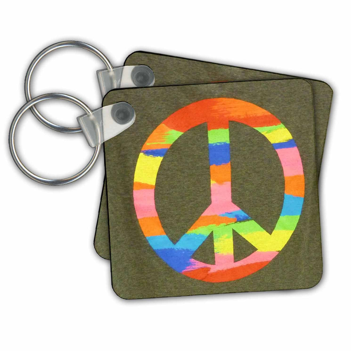 3dRose Key Chains Image of Rainbow Peace Sign (kc-240751-1)