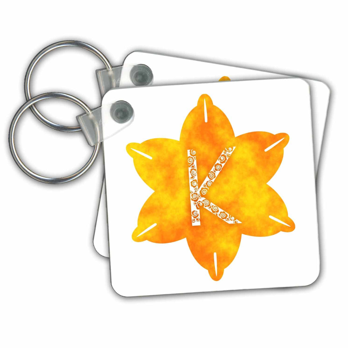 Key Chain - Letter K- Golden Yellow Daffodil Monogram Monograms