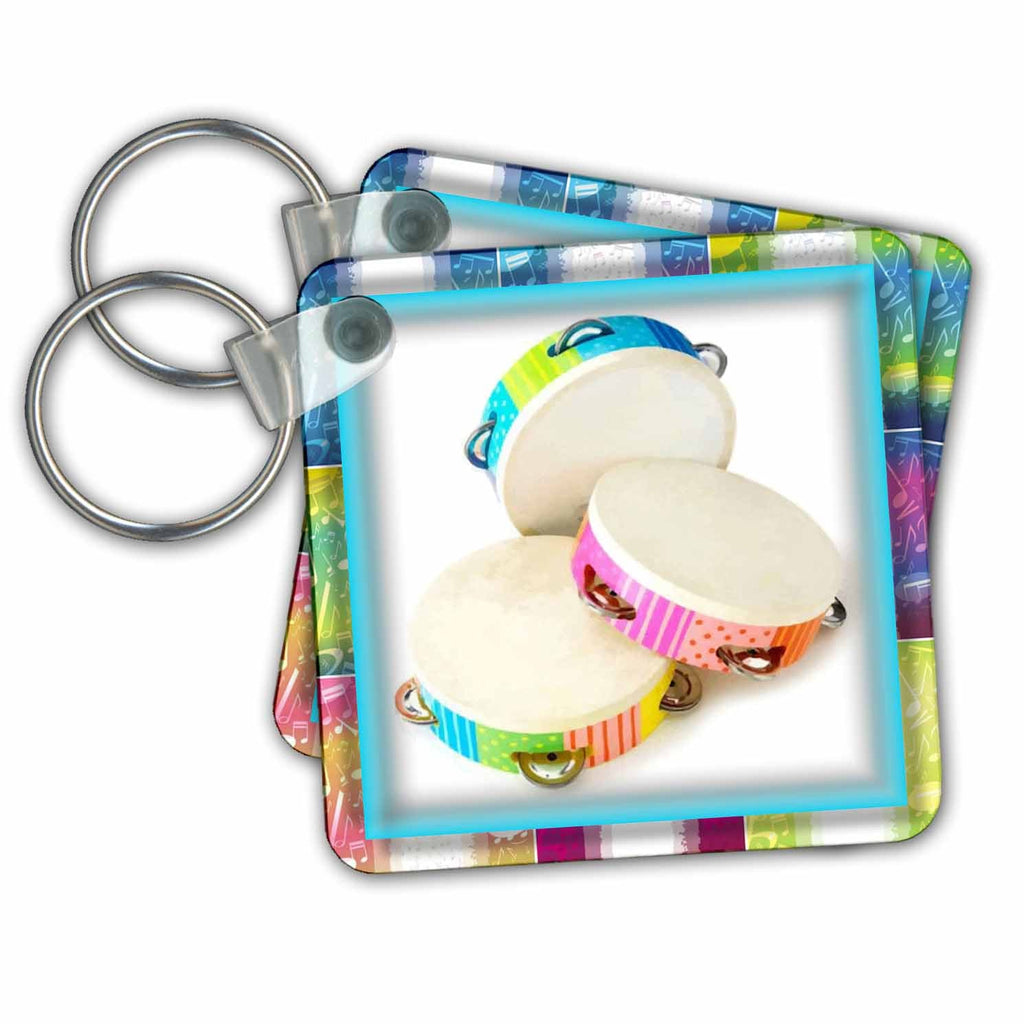 3dRose Key Chains Happy Tamborines (kc-24147-1)