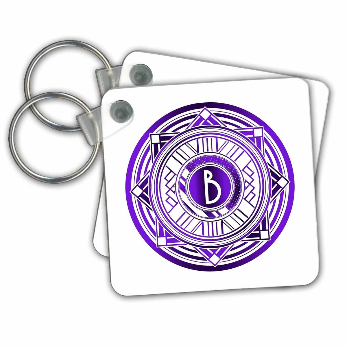 Key Chain - Letter B Purple Art Deco Monogram Art Deco Monograms