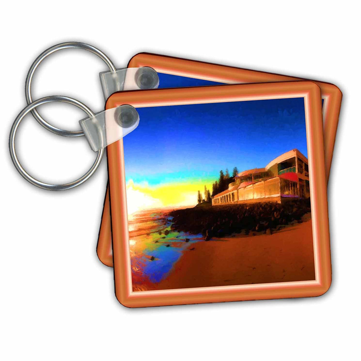 3dRose Key Chains House on the Beach (kc-24149-1)