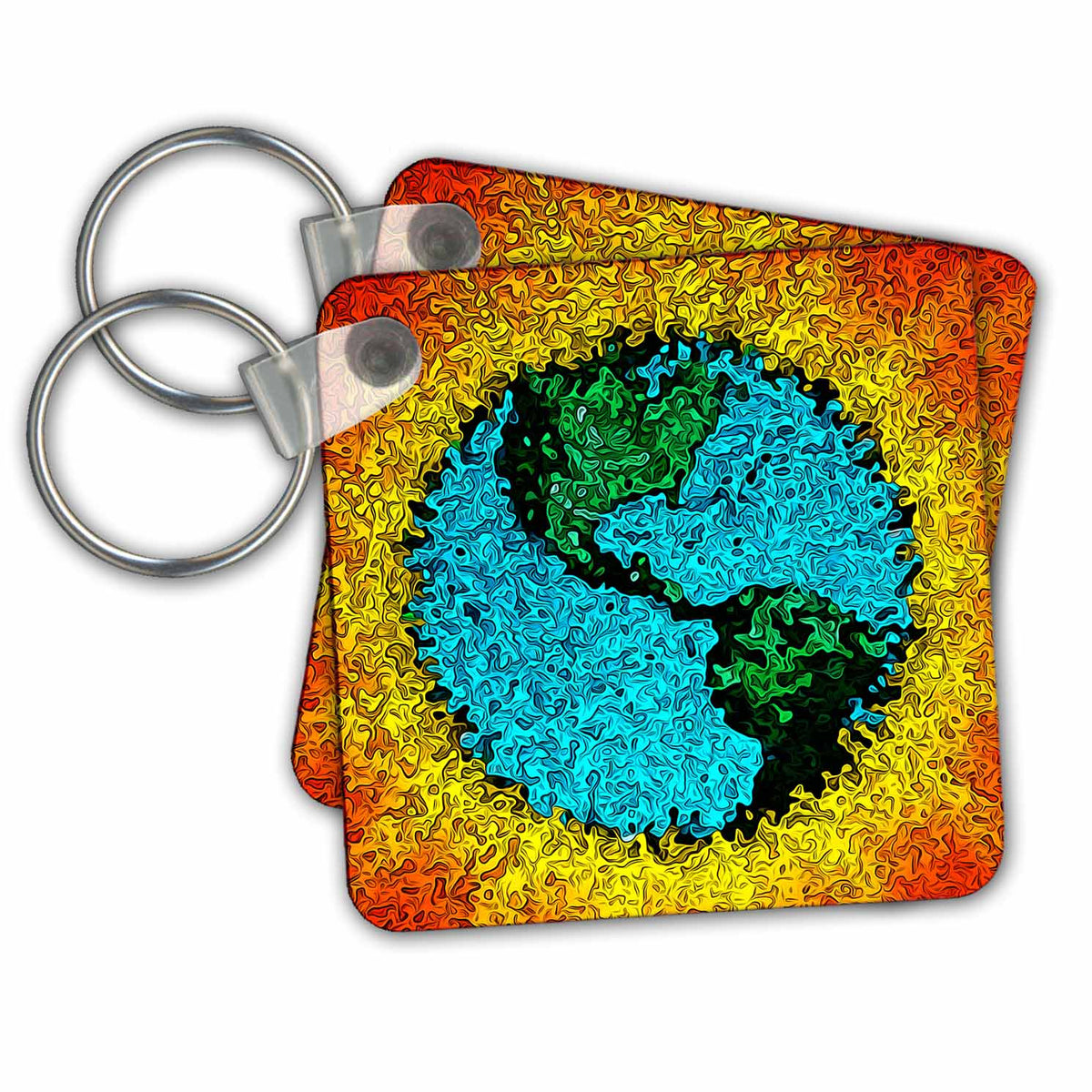 Key Chain - Abstract Planet Earth Pop Art - third rock from the sun in abstract color Space