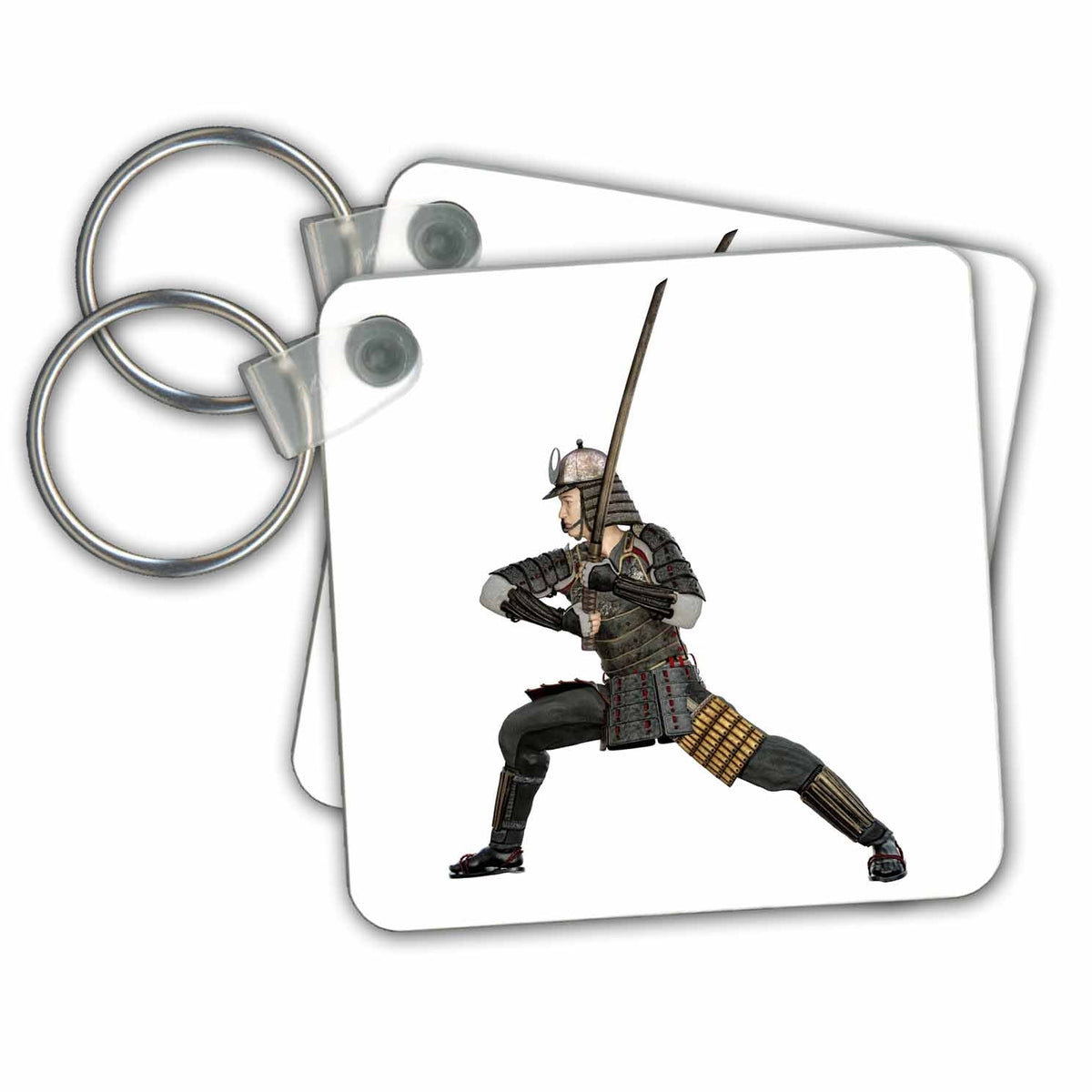 Key Chain - A Samurai using One Sword in A Defensive Position Looking to Right Graphics Martial Arts