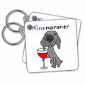 Key Chain - Funny Weimaraner Dog Drinking Red Wine is WINEmaraner Pets