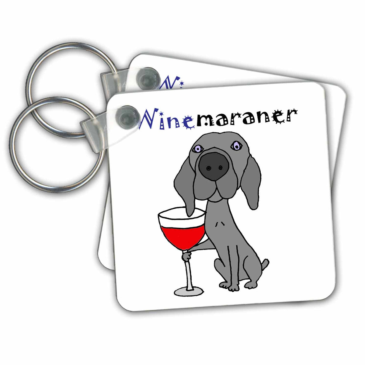 Key Chain - Funny Weimaraner Dog Drinking Red Wine is WINEmaraner Pets