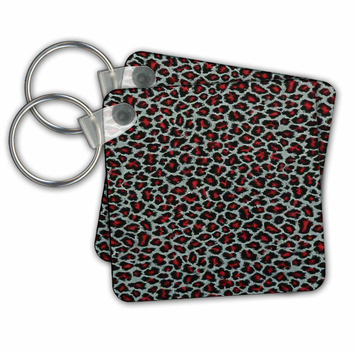 3dRose Key Chains RAB Rockabilly Gray Red and Black Leopard Print (kc-25497-1)
