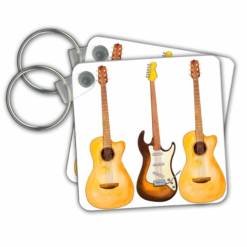 3dRose Key Chains Three Guitars Illustration (kc-255010-1)