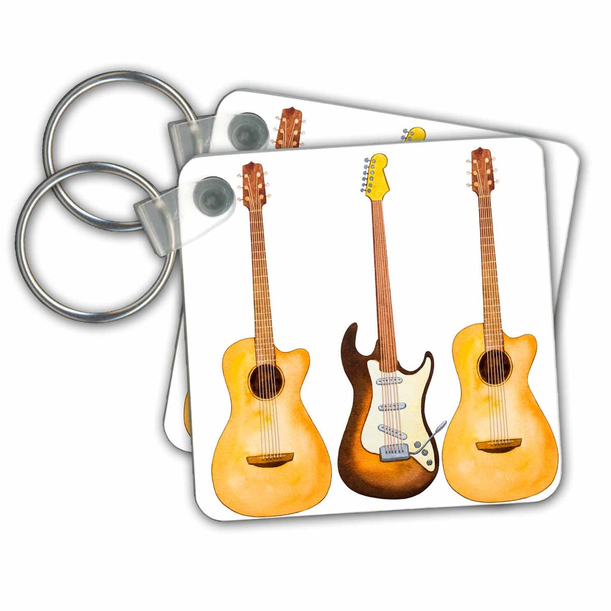 3dRose Key Chains Three Guitars Illustration (kc-255010-1)