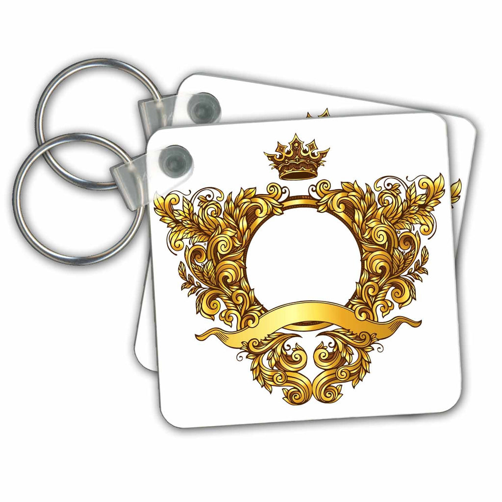 Key Chains Pretty Gold Royal Flourish With A Crown Triangle (kc-255013-1)