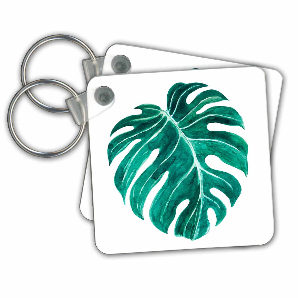 3dRose Key Chains Watercolor Tropical Leave Illustration (kc-255018-1)