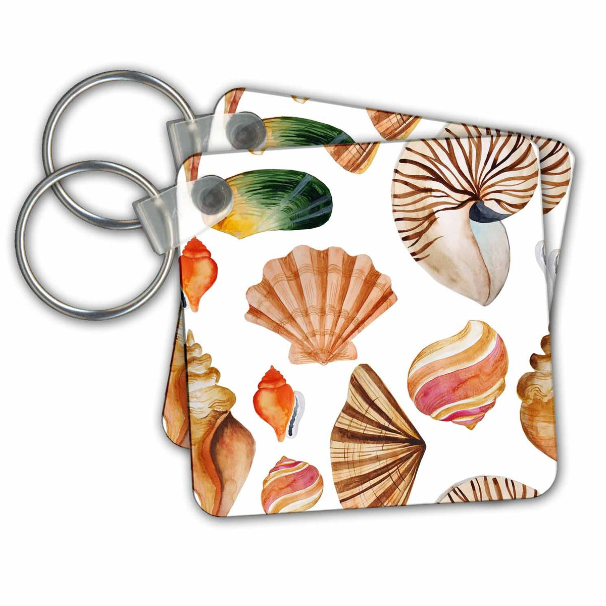 3dRose Key Chains Sea Shells Pattern (kc-255032-1)