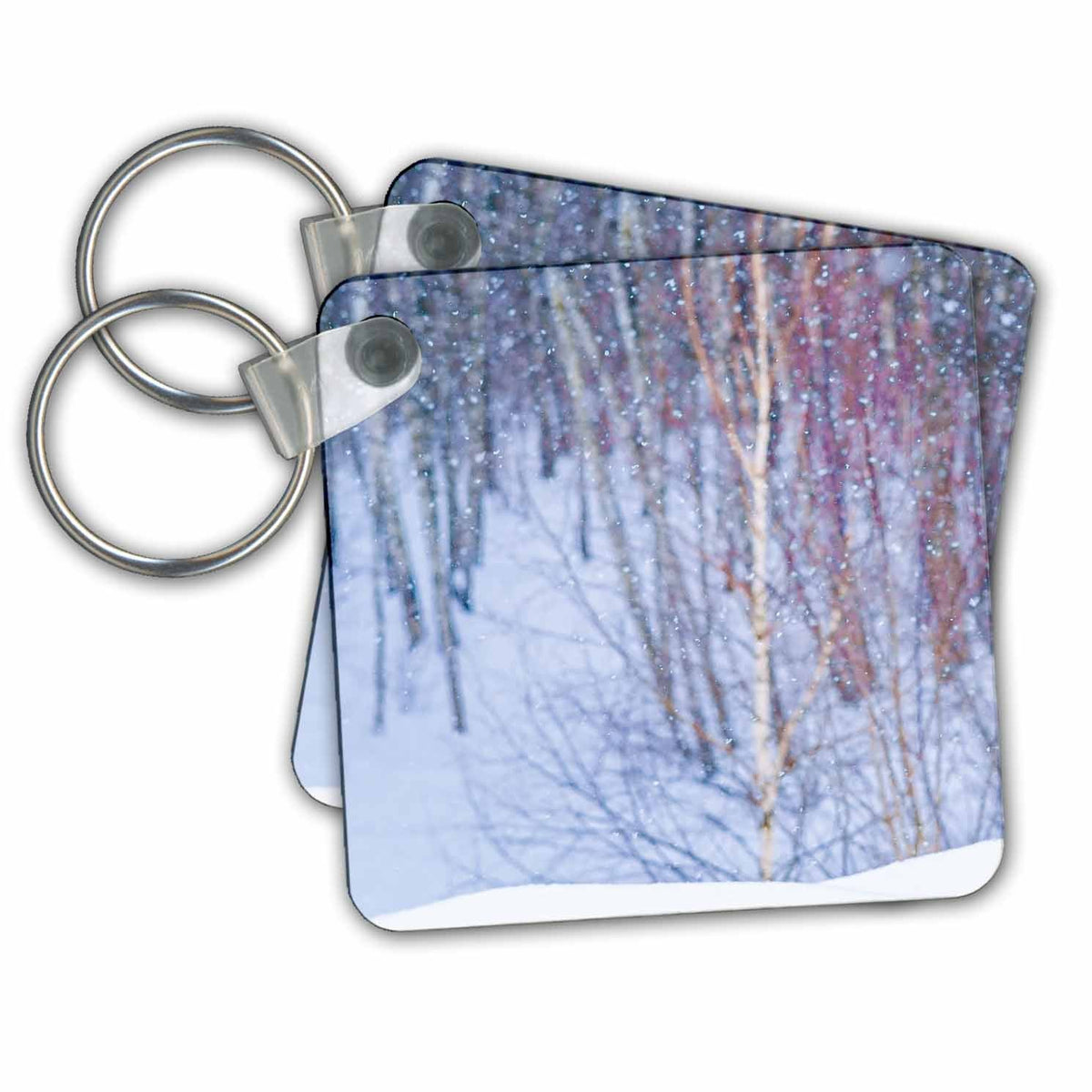 Key Chain - Snowfall in a winter forest Alexis Photography - Christmas