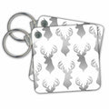 Key Chain - Glam Silver Deer - Buck Christmas Pattern Christmas