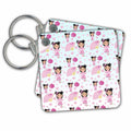 Key Chain - Cherry Blossom Sakura Girl Asia Pattern on Blue Pattern