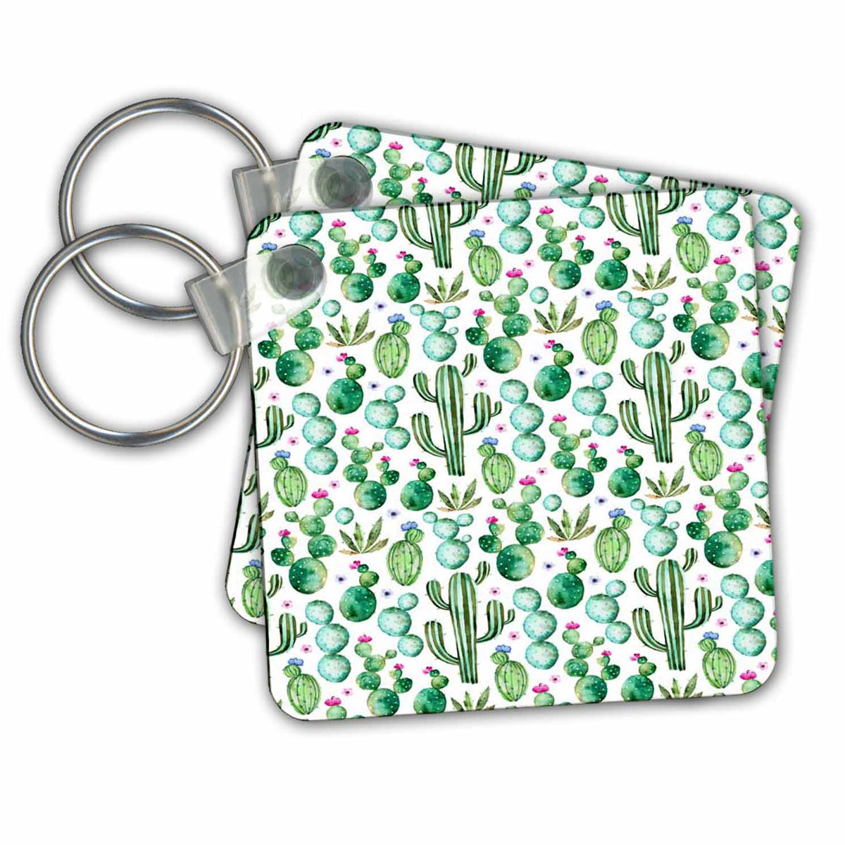 Key Chain - Watercolor Cactus Pattern Pattern