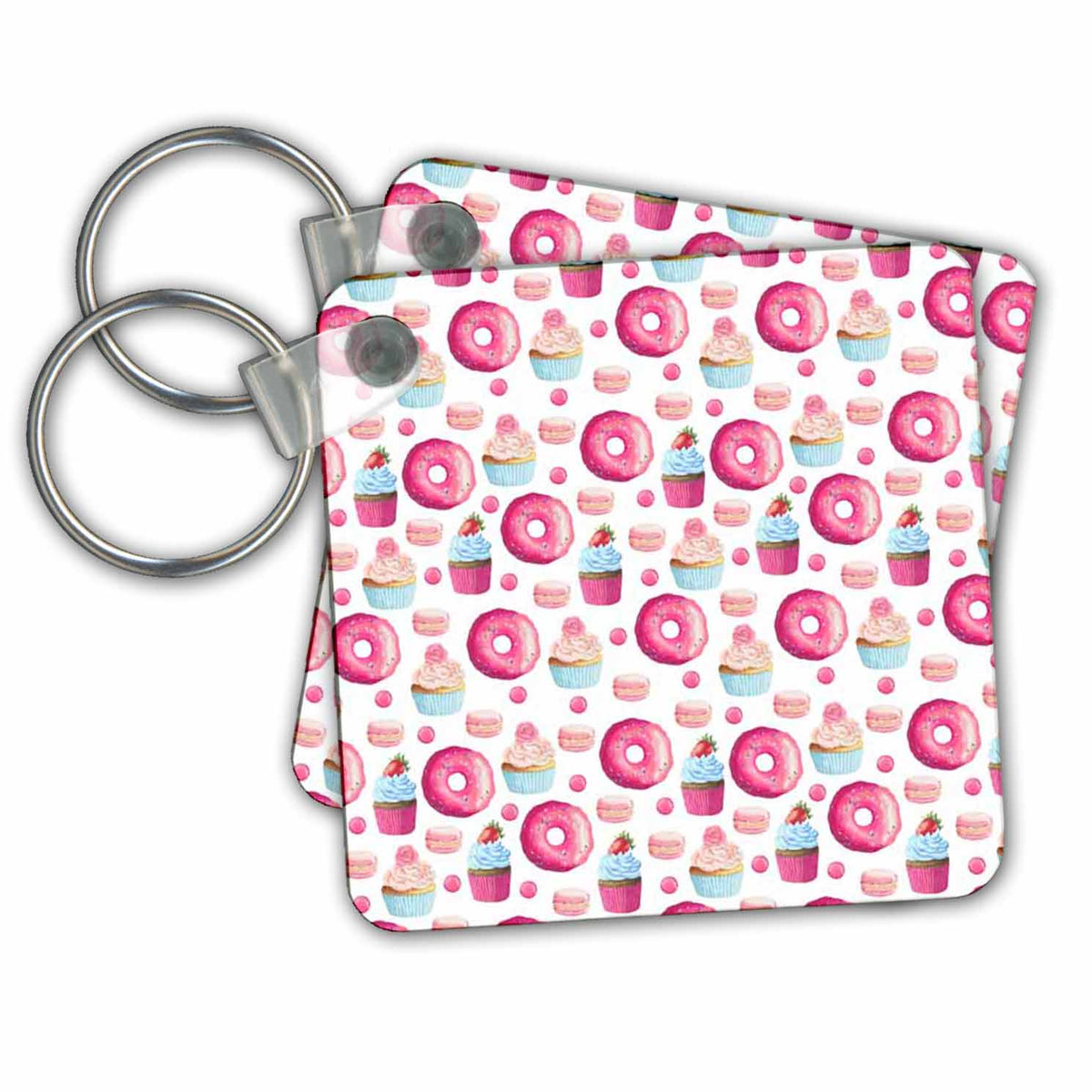 Key Chain - Cute Pink and Blue Donuts, Cookies, and Cupcakes Pattern Pattern