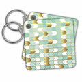 Key Chain - Glam Aqua, White, and Gold Side Arrow Stripes Pattern Pattern