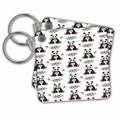 Key Chain - Cute Watercolor Panda Bears and Floral Pattern Pattern
