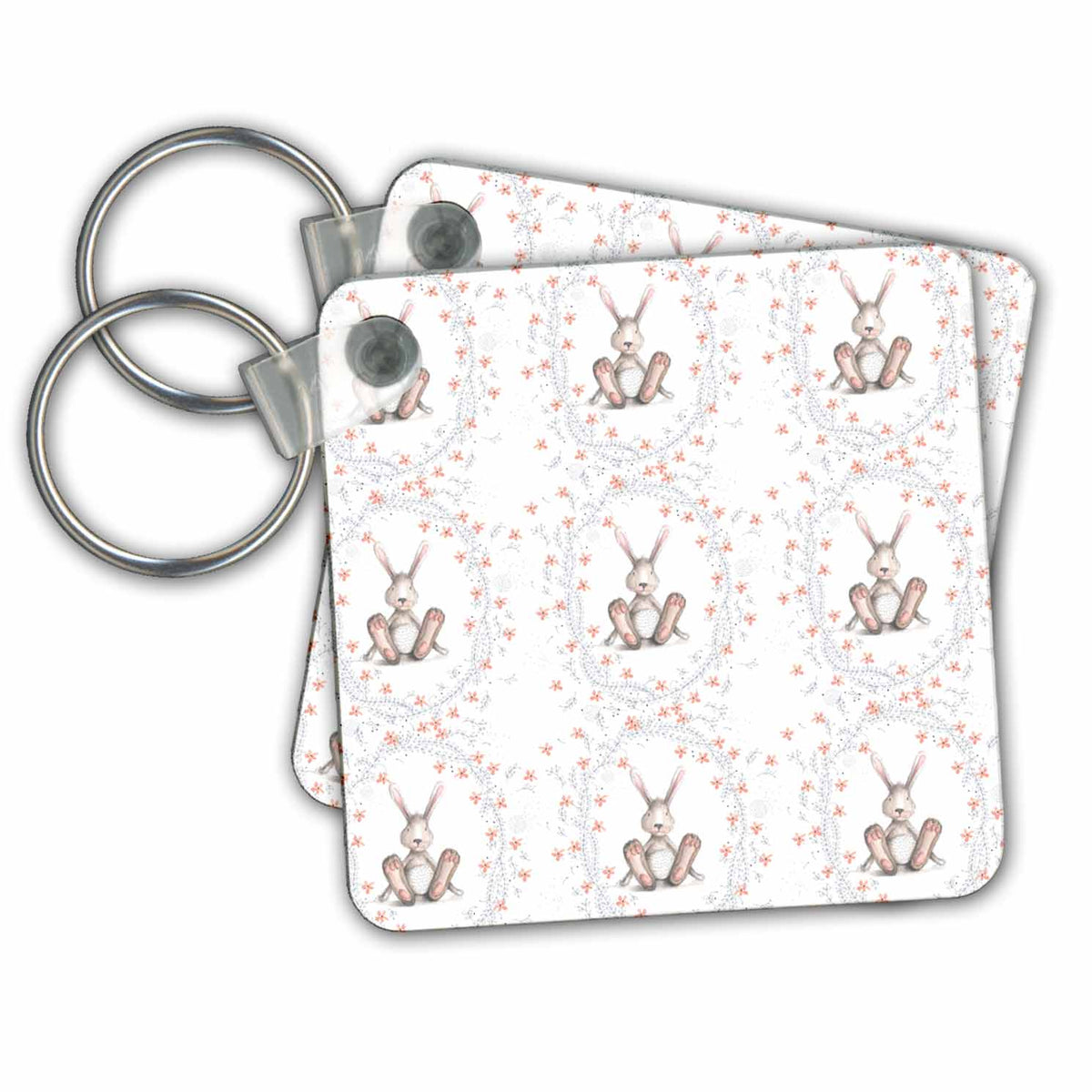 Key Chain - Cute Floral Bunny Pattern Pattern