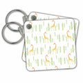 Key Chain - Giraffe and Leaves Pattern Pattern
