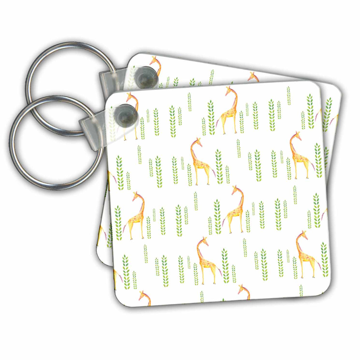 Key Chain - Giraffe and Leaves Pattern Pattern