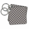Key Chain - Pretty Black and White Fancy Fan Pattern Pattern