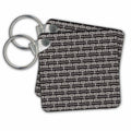 Key Chain - Black and White Art Nouveau Fancy Rectangle Stripes Pattern Pattern
