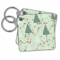 Key Chain - Forest and Logging Pattern With Trees, Bear Prints, and Axes Pattern