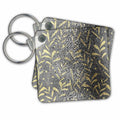Key Chain - Glam Silver and Gold Metallic Look Leafy Pattern Pattern