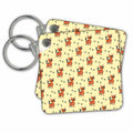 Key Chain - Cute Orange Tabby Cats and Paws Pattern Pattern