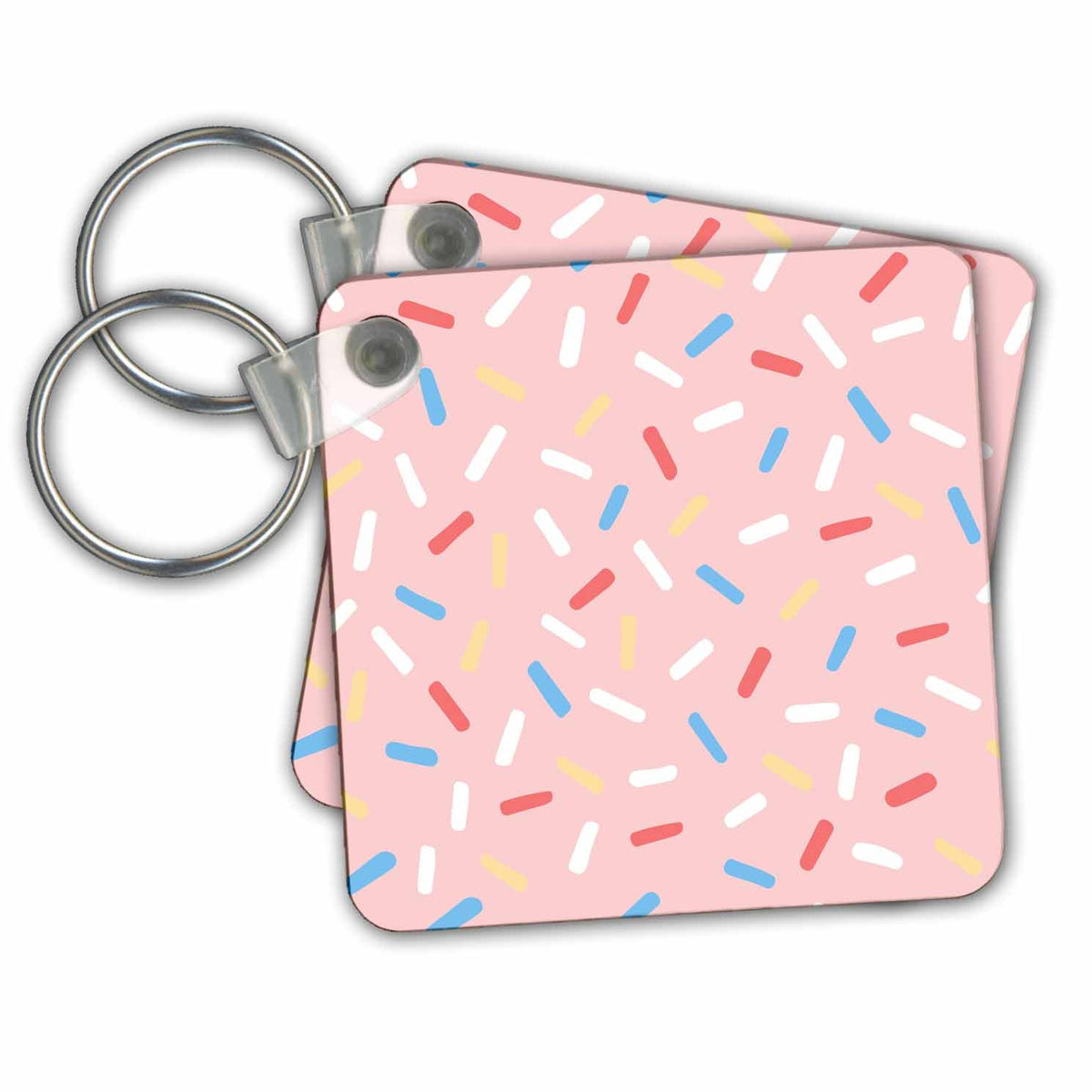 Key Chain - Blue, Red, White, and Yellow Candy Sprinkles Pattern Pattern