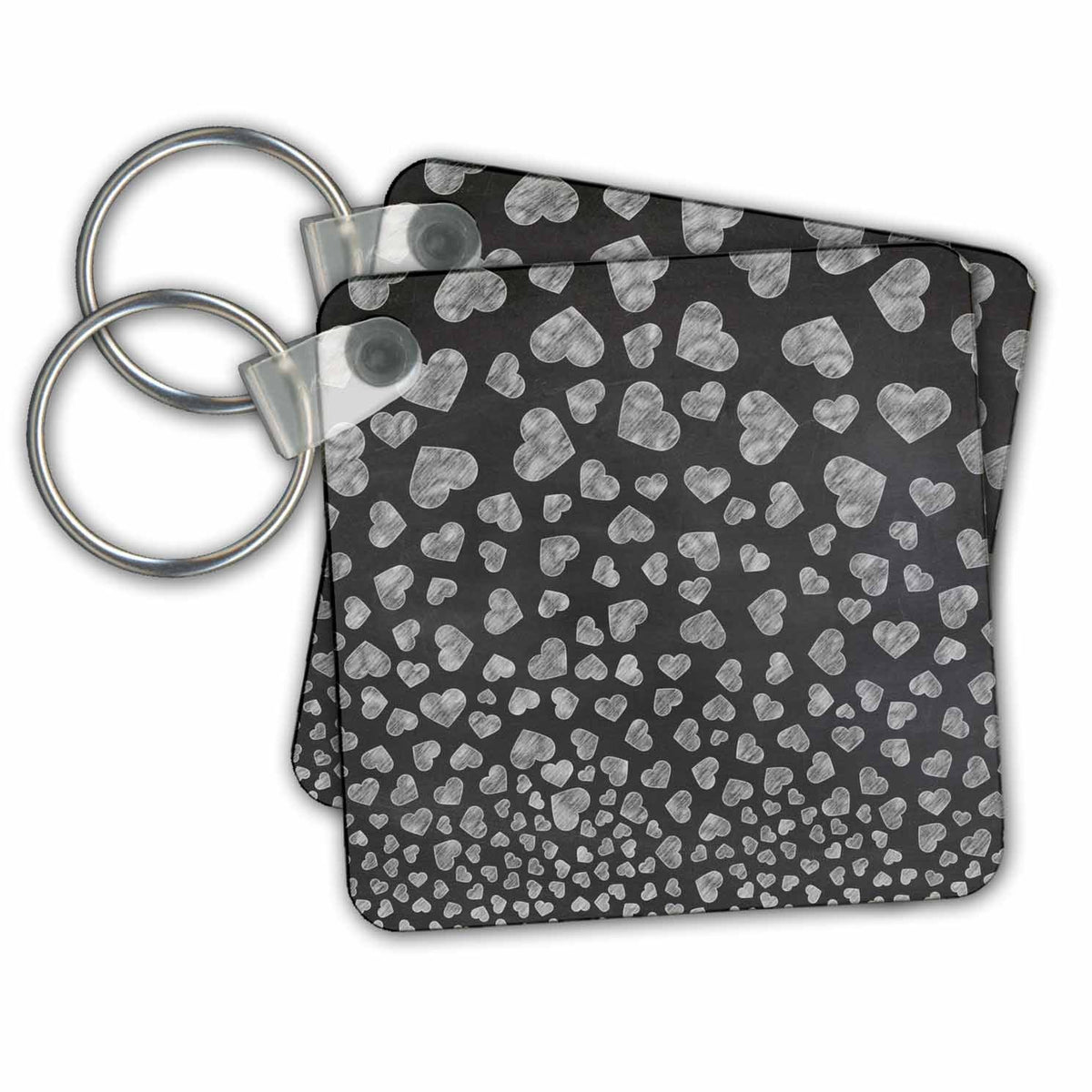 Key Chain - Cute Chalkboard Falling Hearts Pattern Pattern