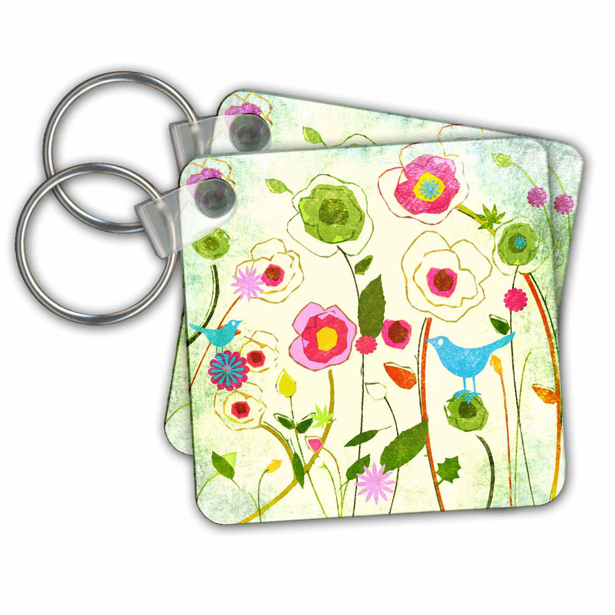 Key Chain - Cute and Colorful Graphic Flowers Pattern Pattern