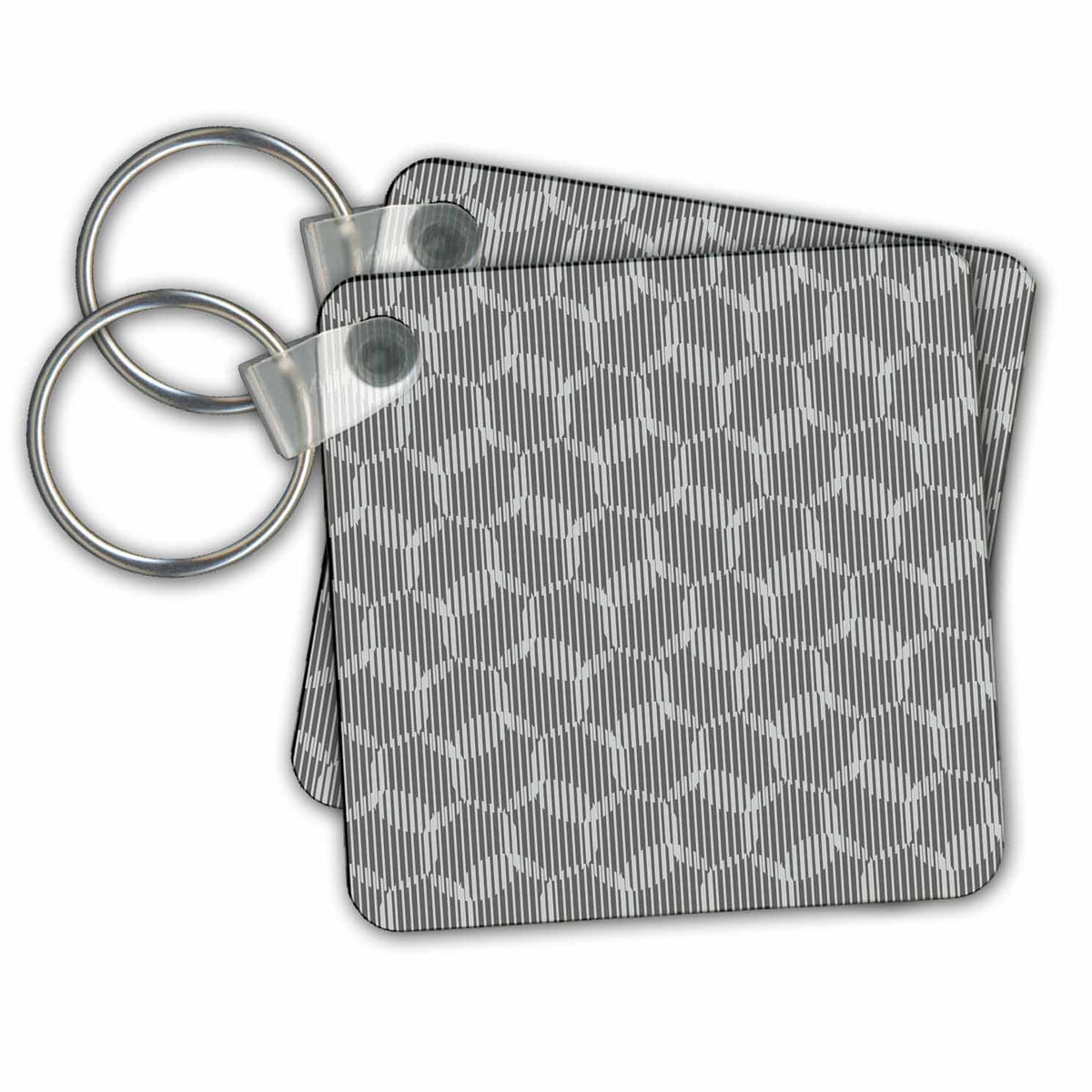 Key Chain - Contemporary Gray Striped Overlapping Circles Pattern Pattern