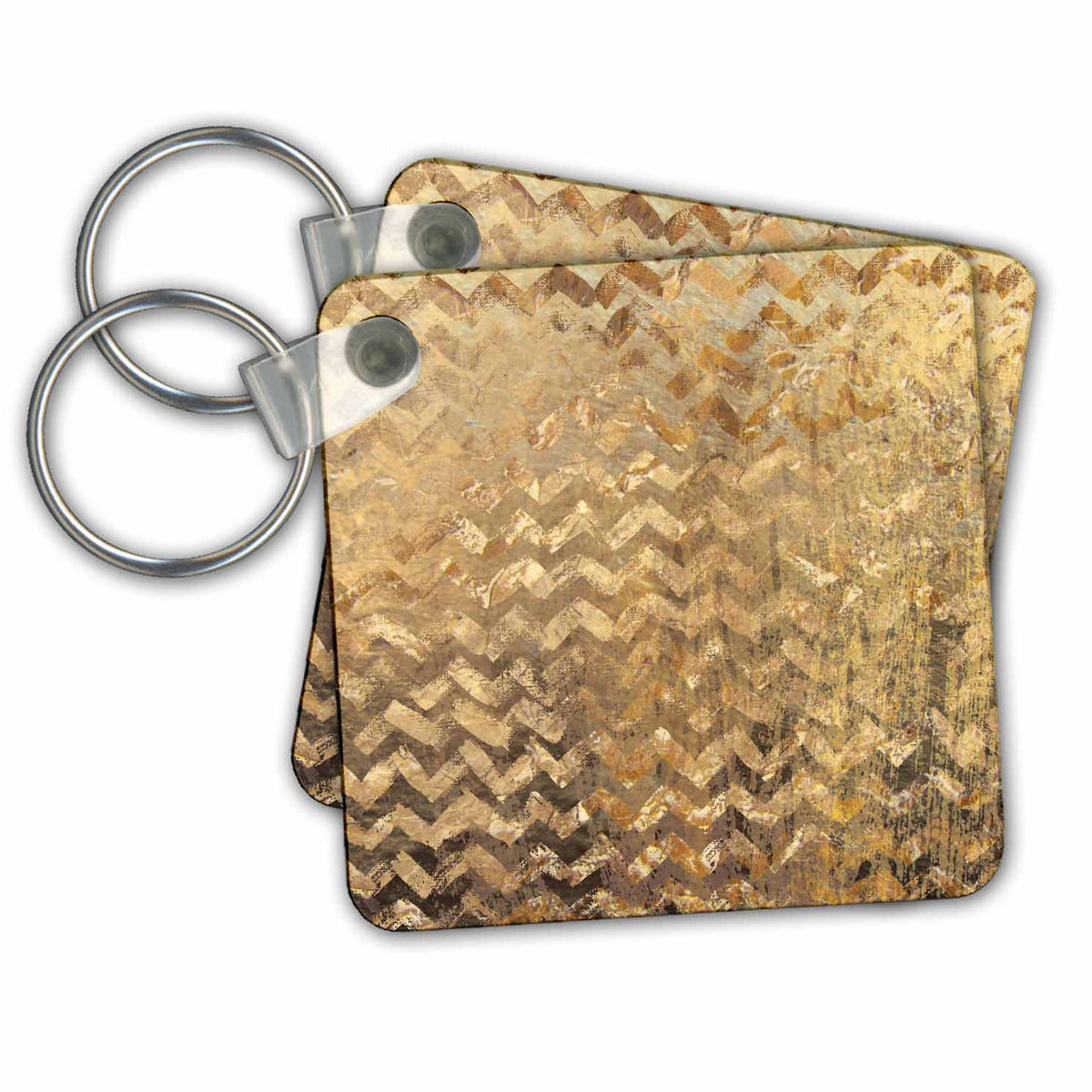 Key Chain - Gold On Gold Grunge Chevron Stripes Pattern Pattern