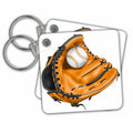 Key Chain - Orange Baseball Mitt and Baseball Illustration Illustrations