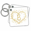 Key Chain - Glam Digital Printed Gold Confetti Heart Monogram B Monograms